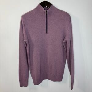 Inpore 1/4 Zip Cotton Knit Men's Sweater Purple Pullover Preppy Golf Men's M